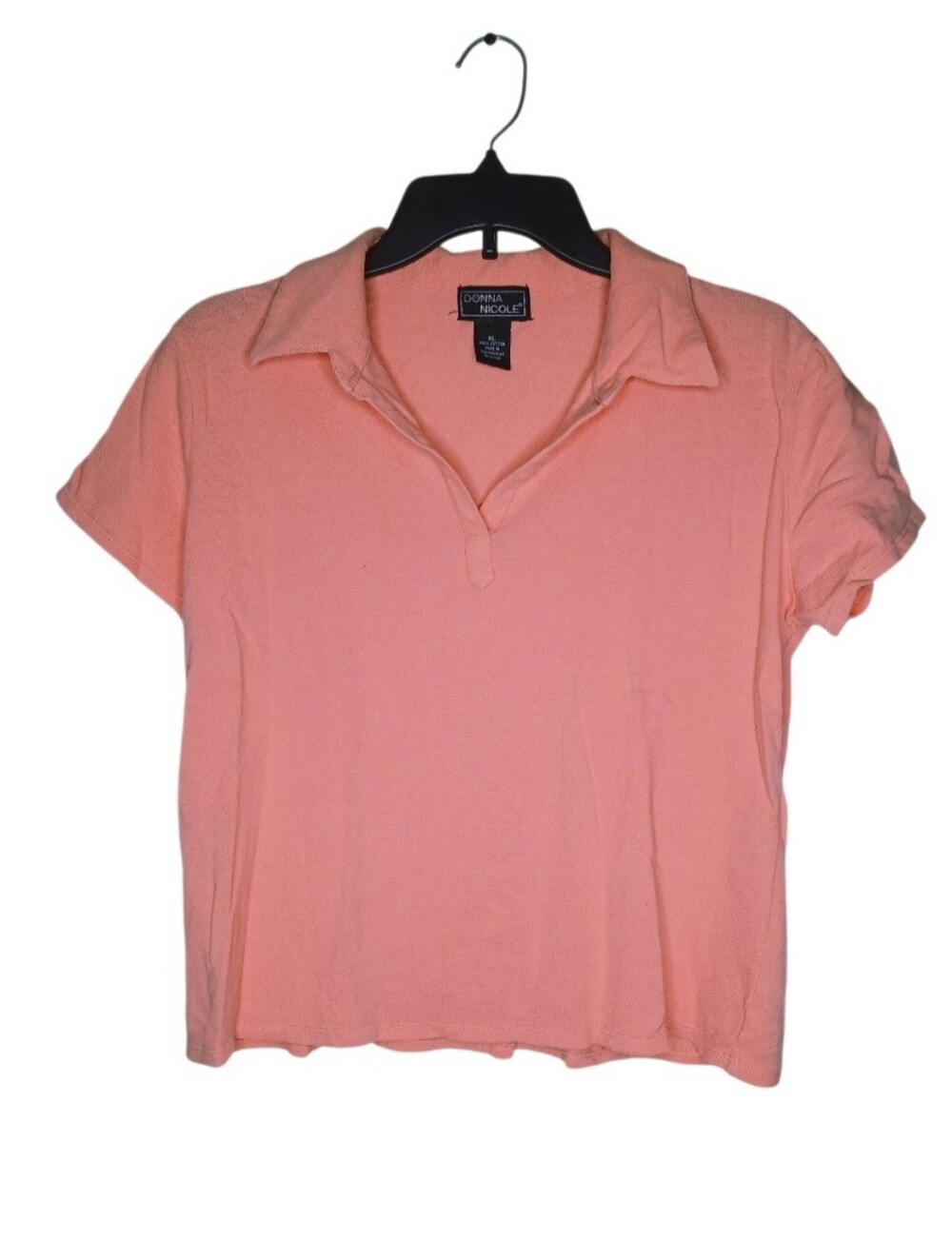 Donna Nicole Coral Pink Polo-Style Short Sleeve Top